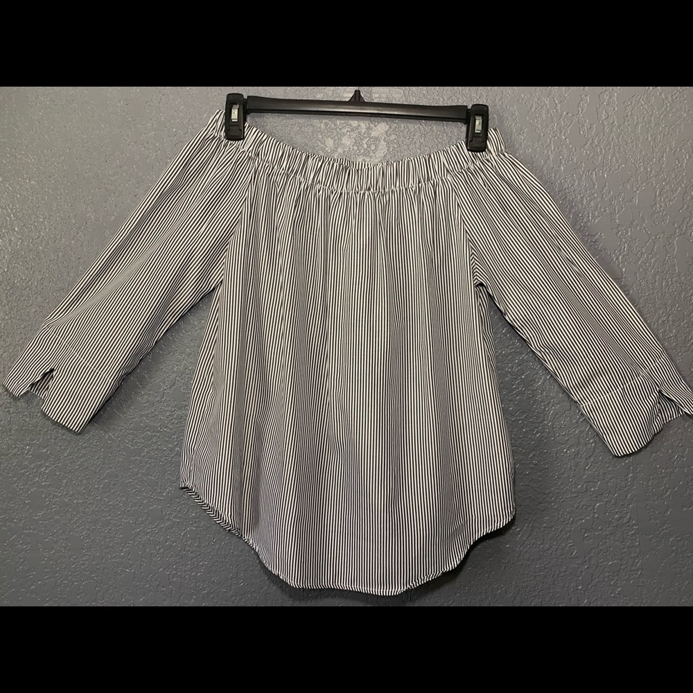 Kontrol off the shoulder striped dressy shirt